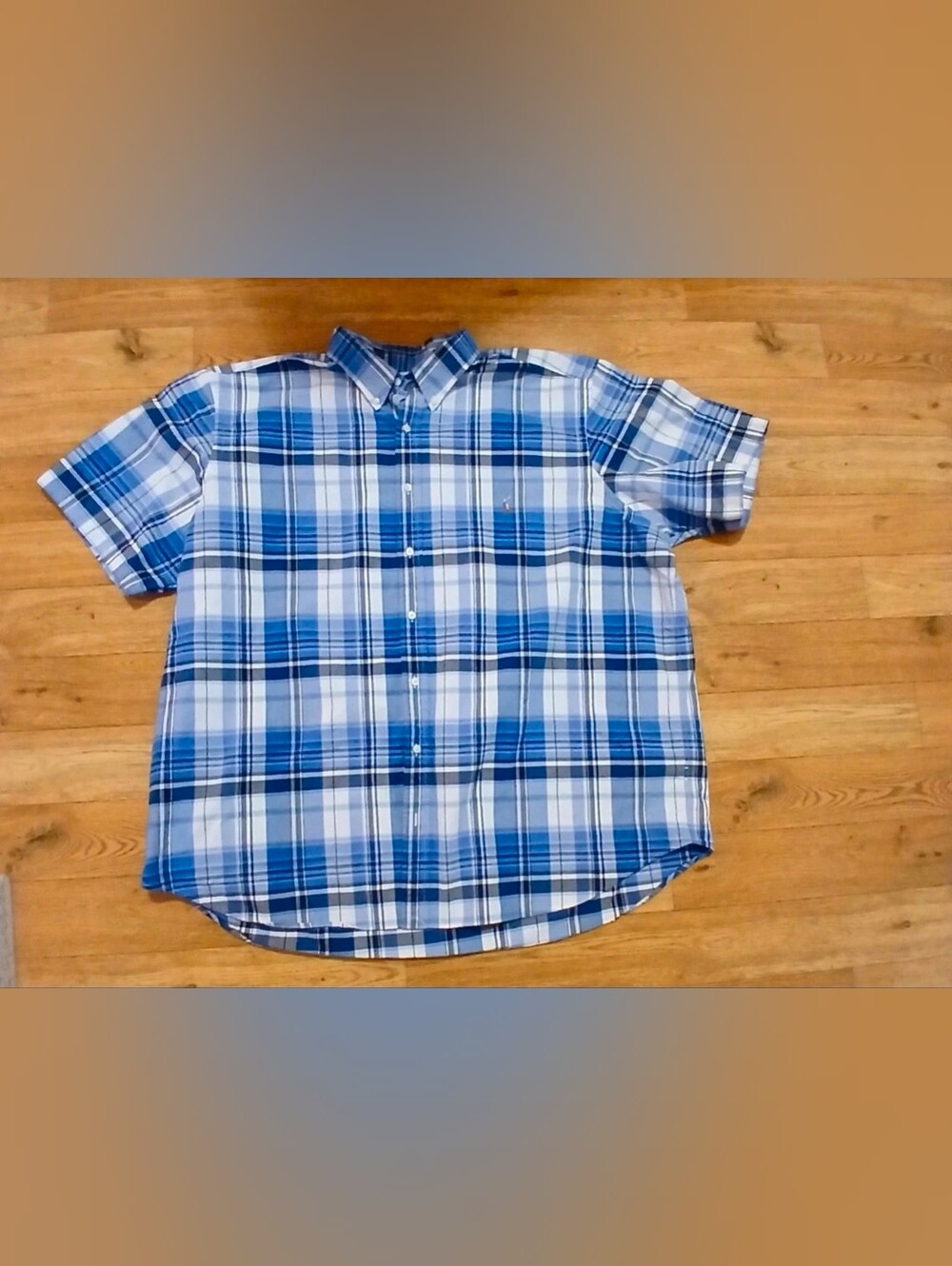 3xb Polo by Ralph Lauren Blue & White Plaid Short Sleeve Button-Down Shirt